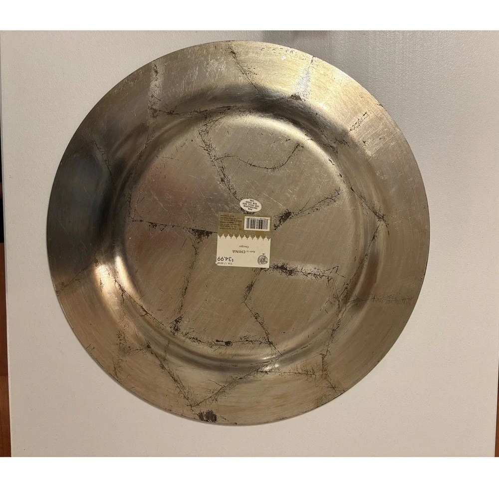 Target Decorative‎ Charger Plate Gold Metallic Crackle Finish Tableware 19 inch